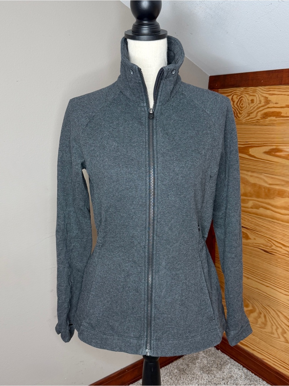 Lululemon &Go Take Off Fleece Jacket Heathered Black Gray 6 W4I61S Activewear